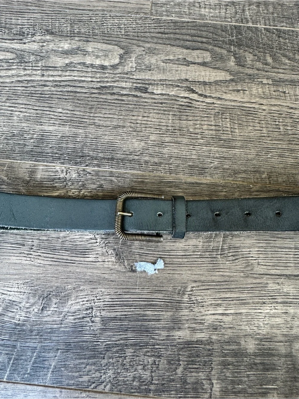 Light Gray Leather Waist Belt with Silver Buckle